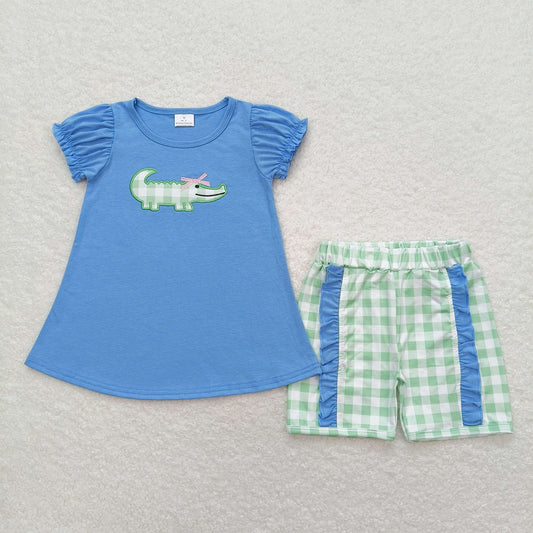 GSSO0850  embroidery dinosaur girl summer girl outfit 202404 RTS