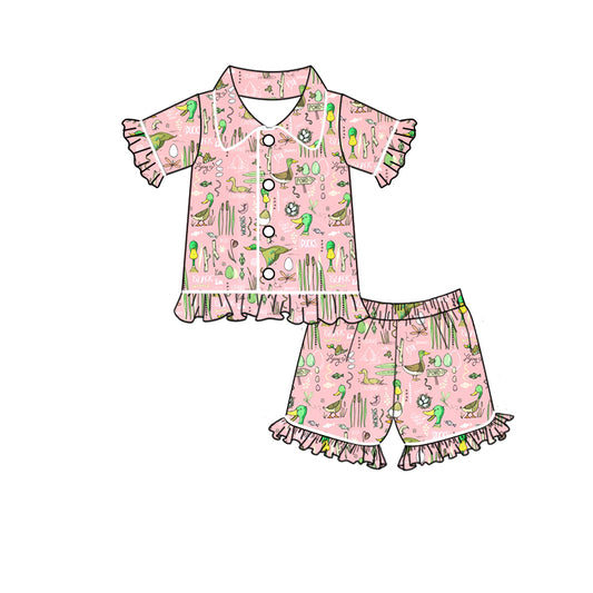 GSSO0922 preorder animal duck short sleeve shorts summer pajamas girl outfit 202402