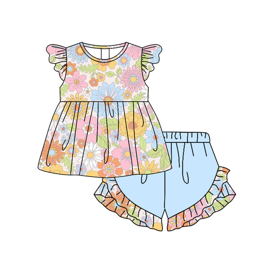 GSSO0925 preorder flower short sleeve shorts summer girl outfit 202402