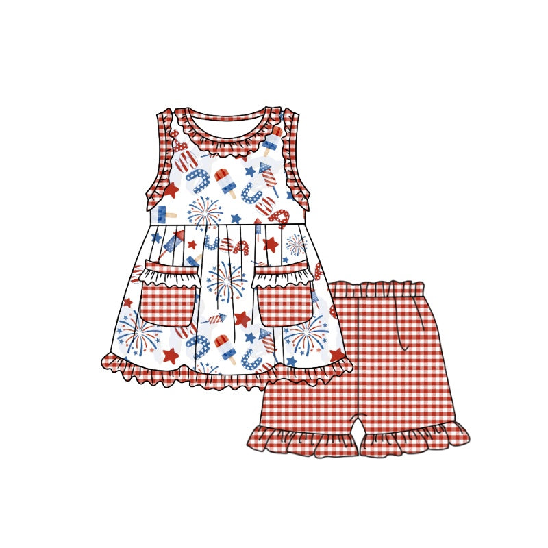 GSSO0929 preorder 4th july short sleeve shorts summer girl outfit 202402