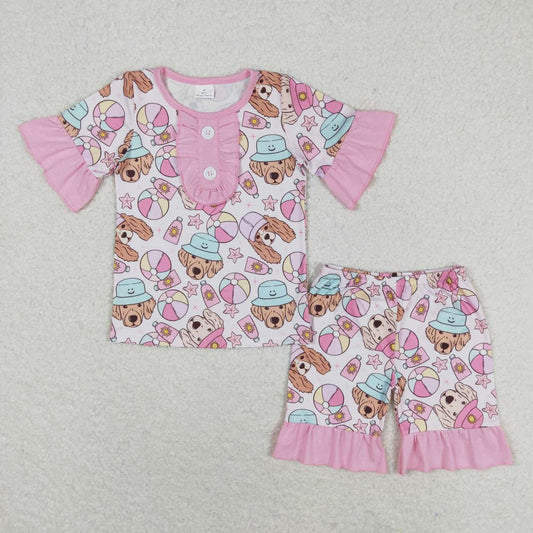 GSSO0950 shorts girl pajamas dog flower summer outfit 202405 RTS