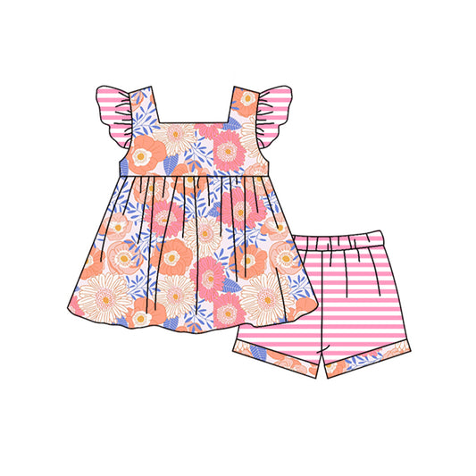 GSSO0957 shorts flowers girl summer outfit 202403 preorder