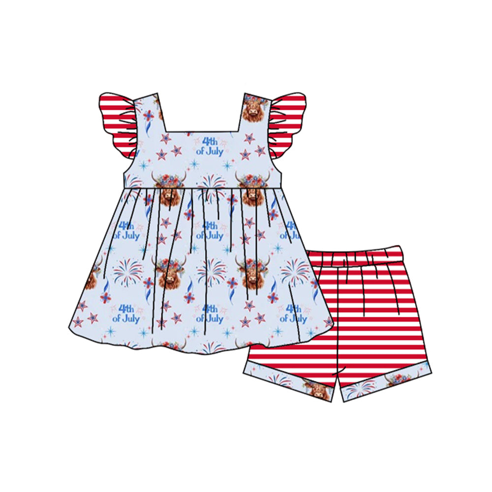 GSSO0964 shorts fireworks 4th july girl summer outfit 202403 preorder