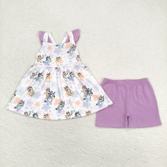 GSSO0998 bluey dog girl summer pajamas outfit 202405 RTS sibling