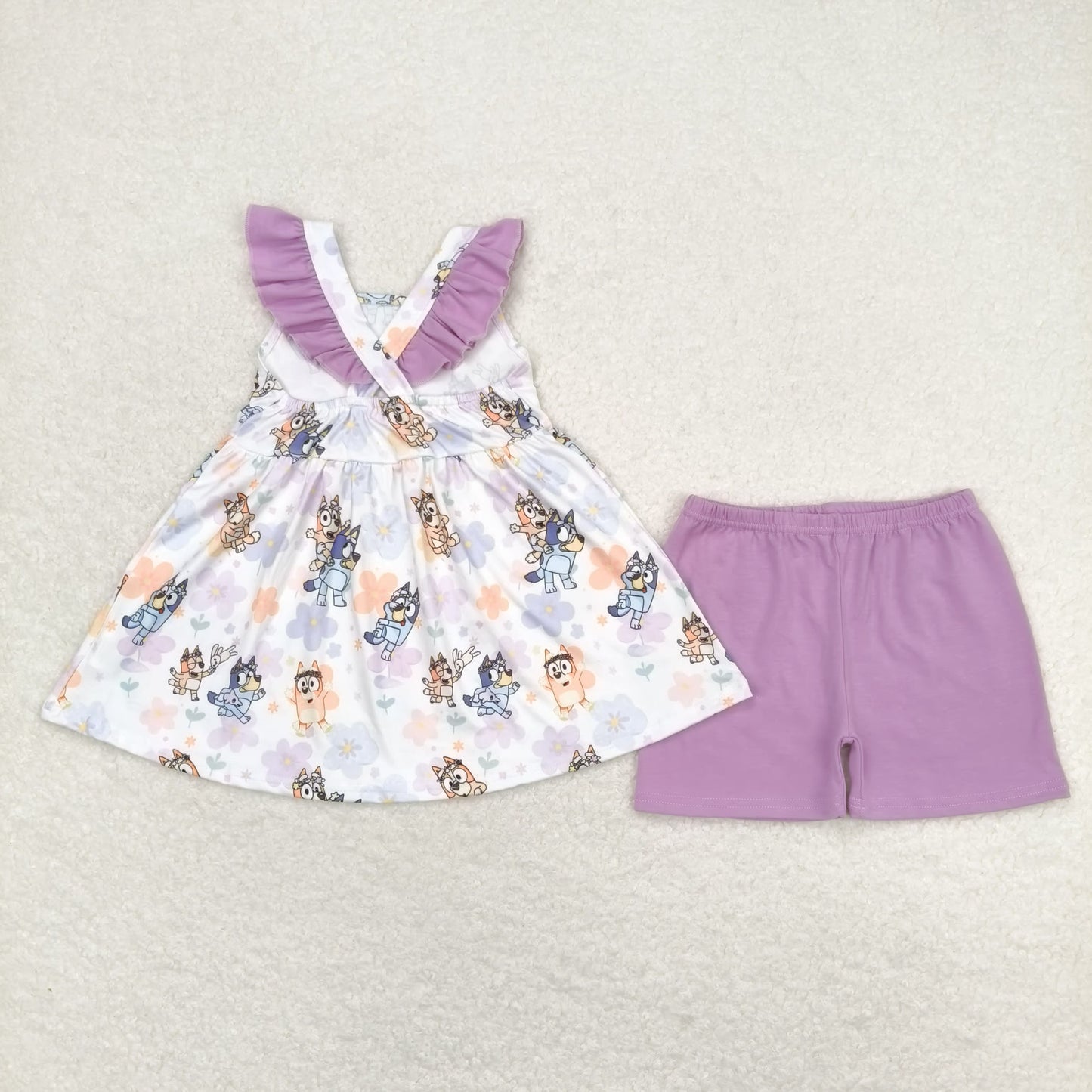 GSSO0998 bluey dog girl summer pajamas outfit 202405 RTS sibling