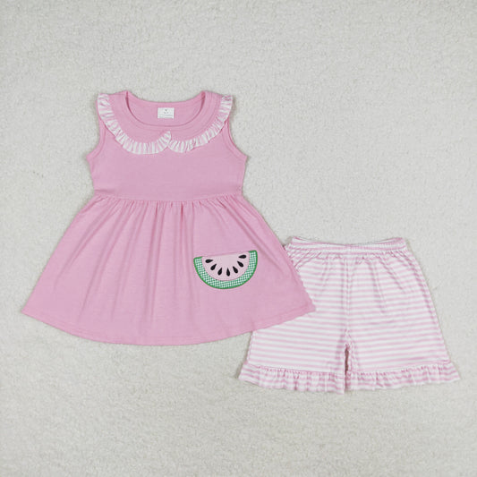 GSSO1055 summer embroidery watermelon girl  outfit 202405 rts sibling