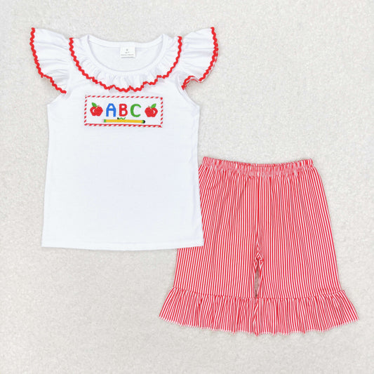 GSSO1115 embroidery Back to school summer girl outfit 202405 RTS