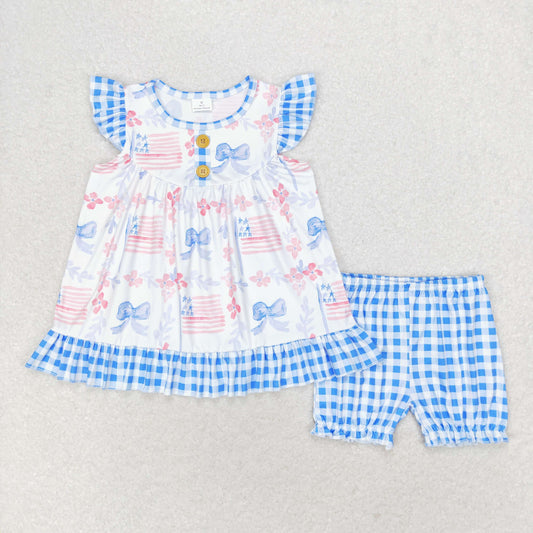 Blue Sibling  GSSO1139 bow girl  shorts outfit 202406 RTS