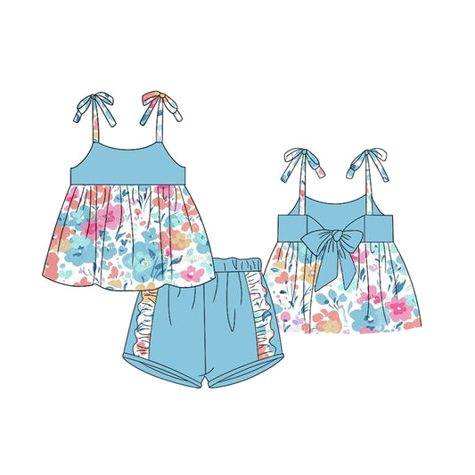 GSSO1143 flower shorts western girl summer pajamas outfit 202403 preorder