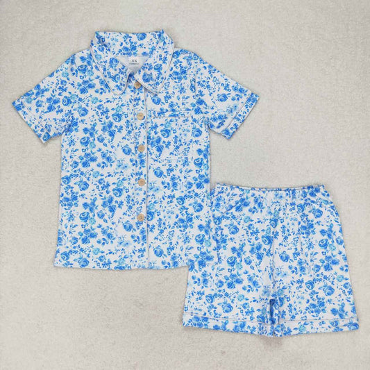 GSSO1148成人女 flowers blue pajamas adult 202405 RTS