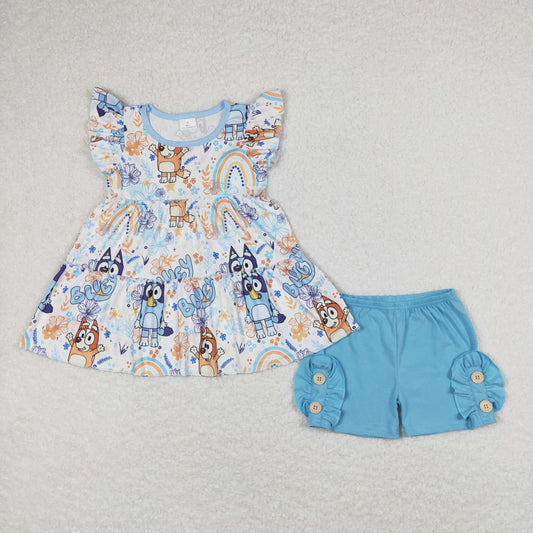 GSSO1170组合 RTS short sleeve shorts  bluey dog girl summer outfit 202403