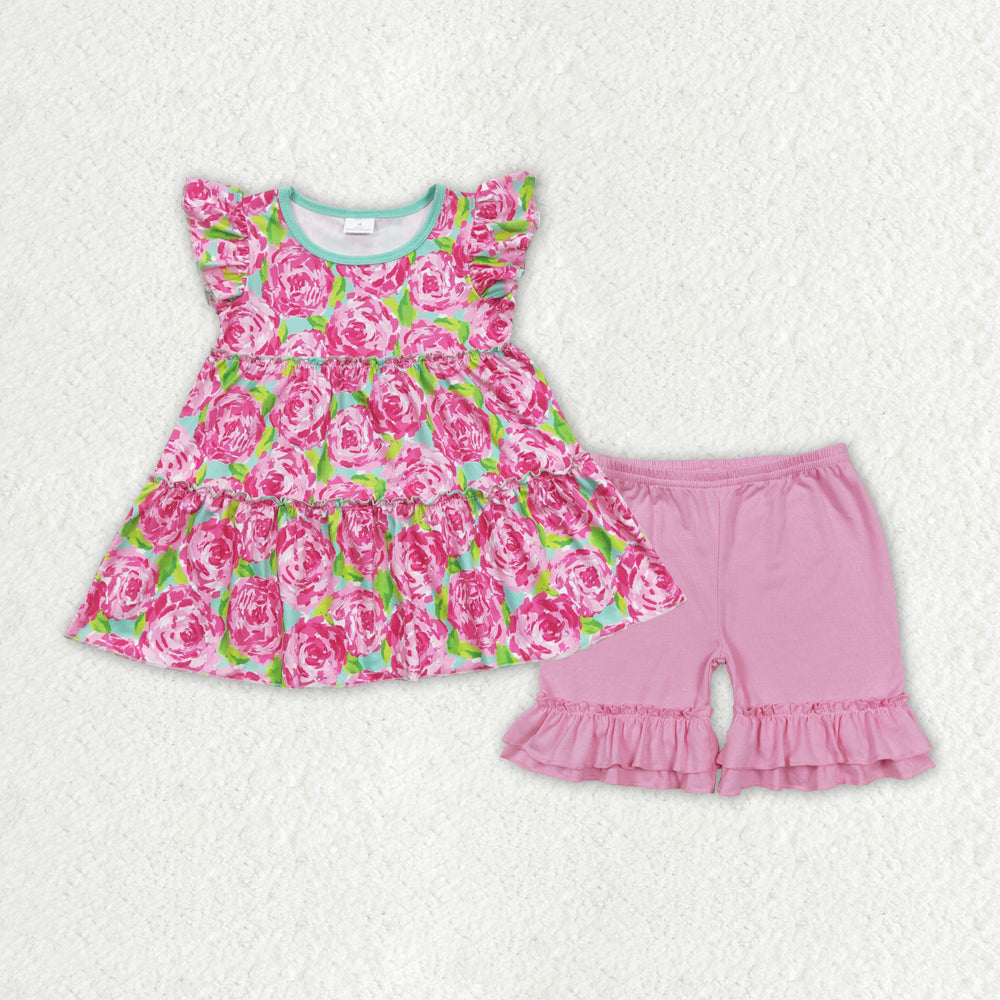 GSSO1171 组合 RTS short sleeve shorts flower girl summer outfit 202403