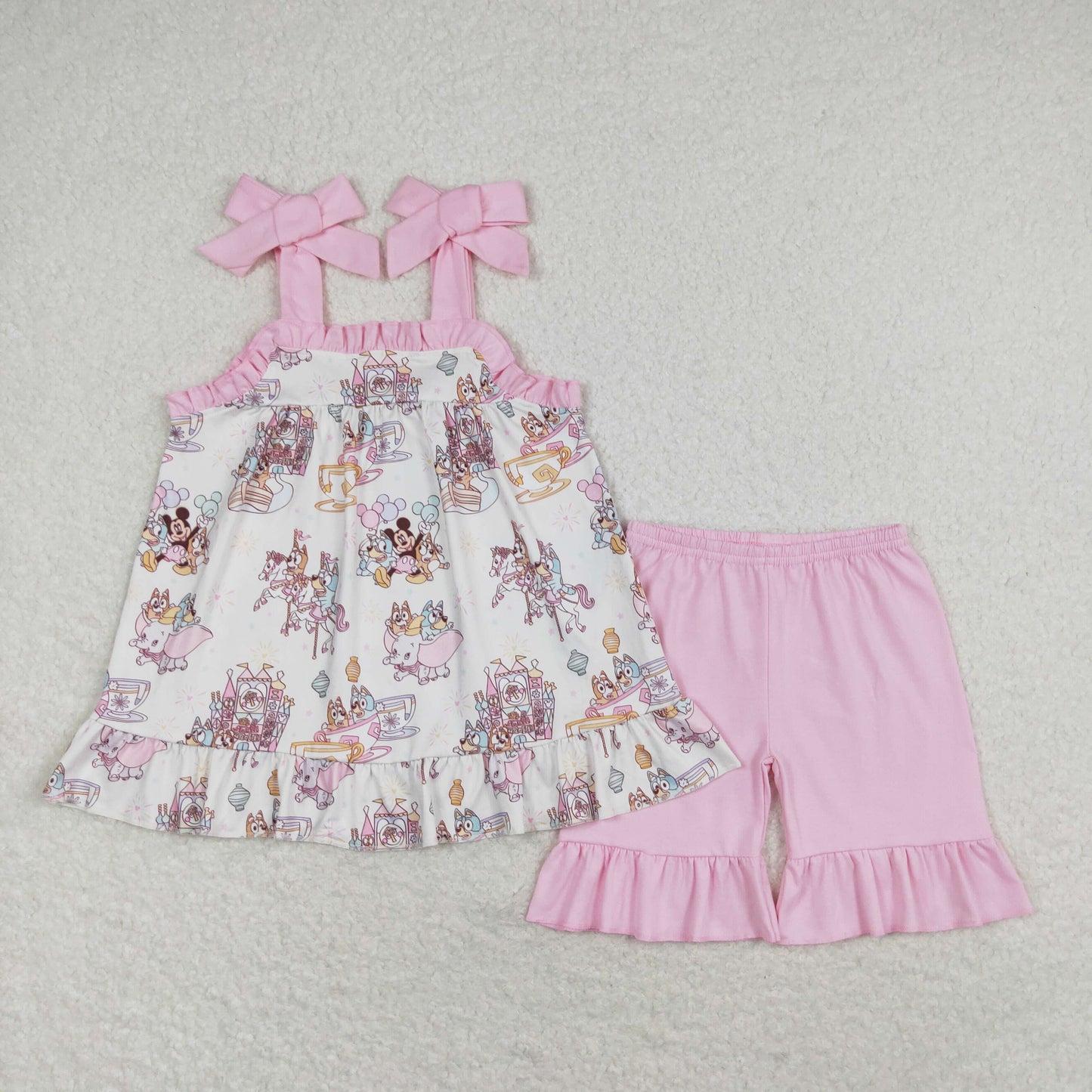 GSSO1176 bluey dog mouse flower girl summer outfit 202405   RTS