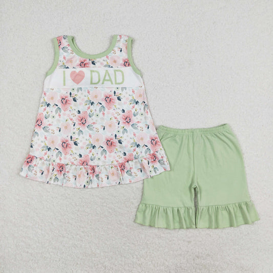GSSO1178  love dad flower girl summer outfit 202405 RTS