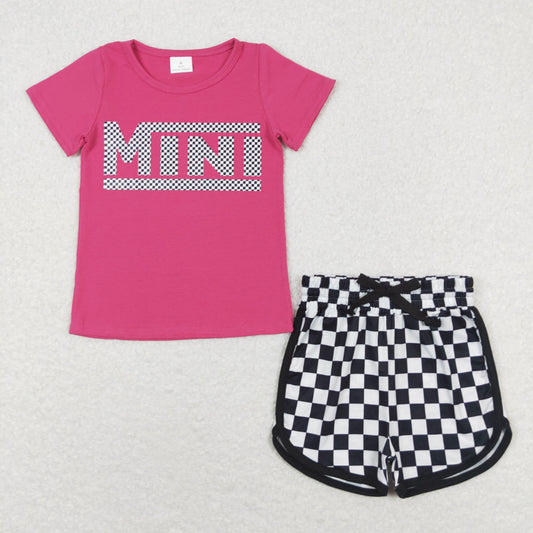 GSSO1215  cotton vinyl 胶印  mini and kidsMINI girl summer outfit 202404 preorder