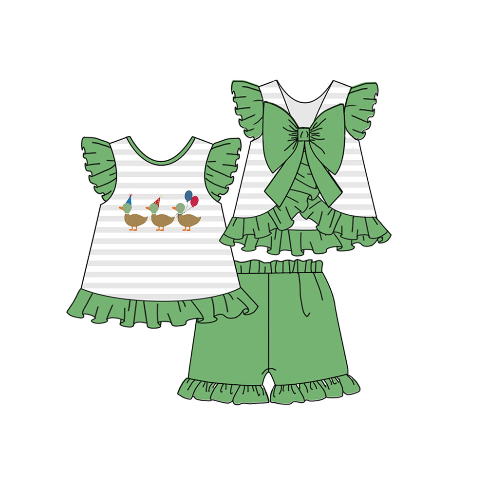 GSSO1250 flower duck preorder western short sleeve girl shorts outfit 202404