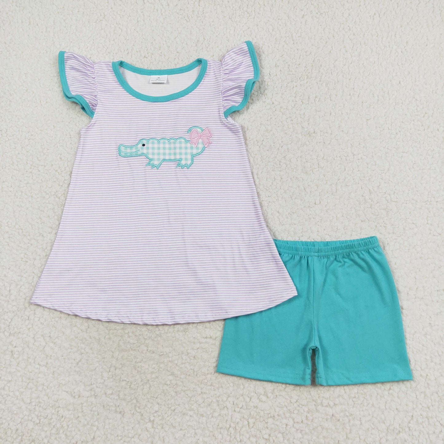 GSSO1286 embroidery alligator summer girl outfit 202406