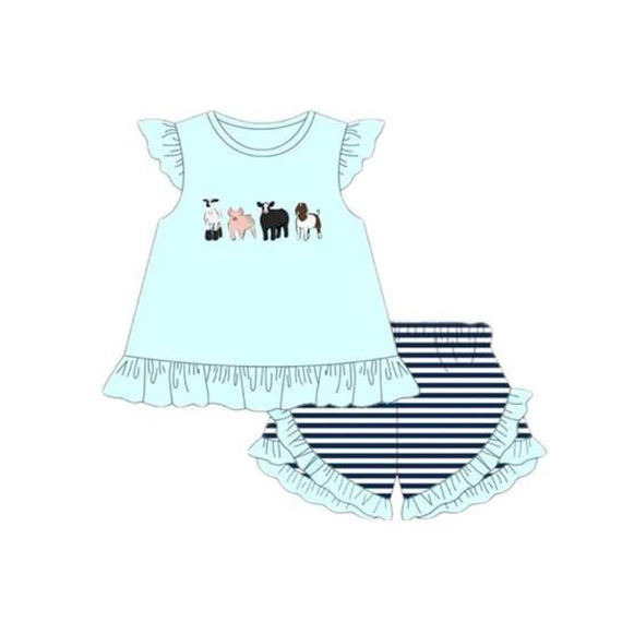 GSSO1290 preorder cow farm shorts summer girl outfit 202404