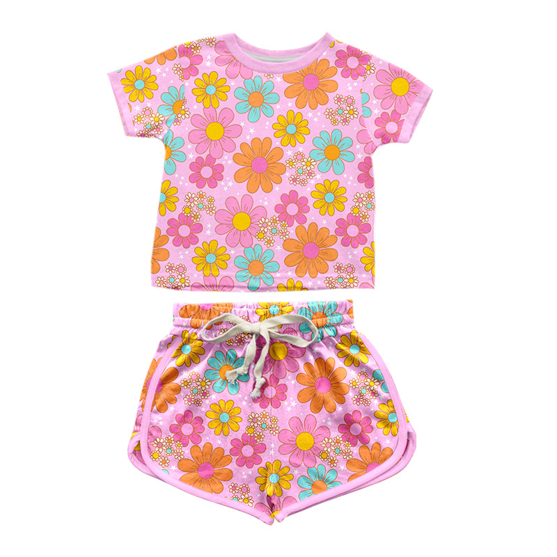 GSSO1348 flower preorder western short sleeve girl shorts outfit 202404