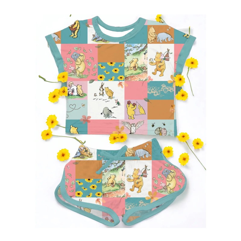 GSSO1361 bear preorder western short sleeve girl shorts outfit 202404