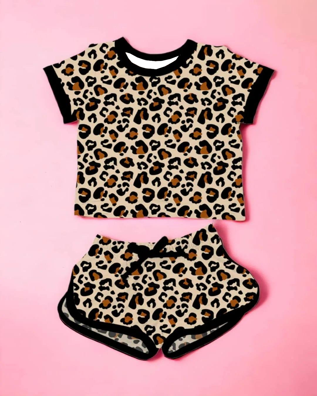 leopard preorder western short sleeve girl shorts outfit 202404