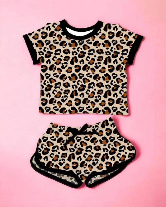 leopard preorder western short sleeve girl shorts outfit 202404