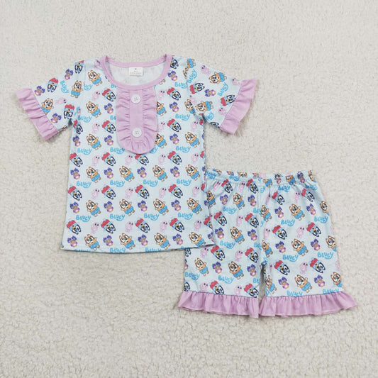 GSSO1363 bluey dog girl shorts pajamas outfit 202406 rts