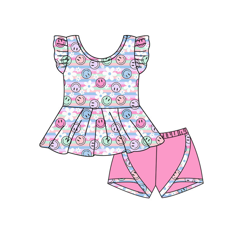 GSSO1374 preorder smile flower shorts summer girl outfit 202405