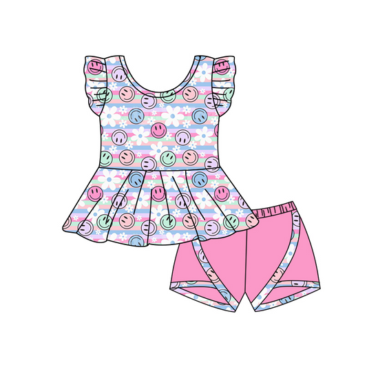 GSSO1374 preorder smile flower shorts summer girl outfit 202405