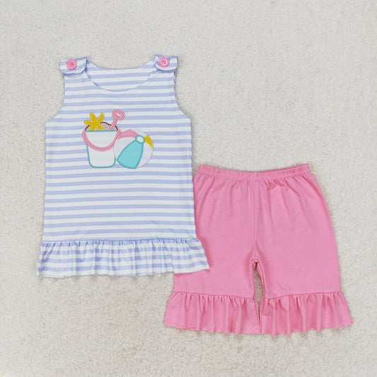 GSSO1102组合 embroidery shell sea star girl summer outfit 202405 RTS