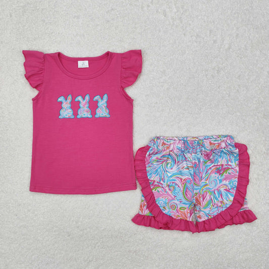 GSSO1466 Easter bunny embroidery shorts summer girl outfit 202412 RTS