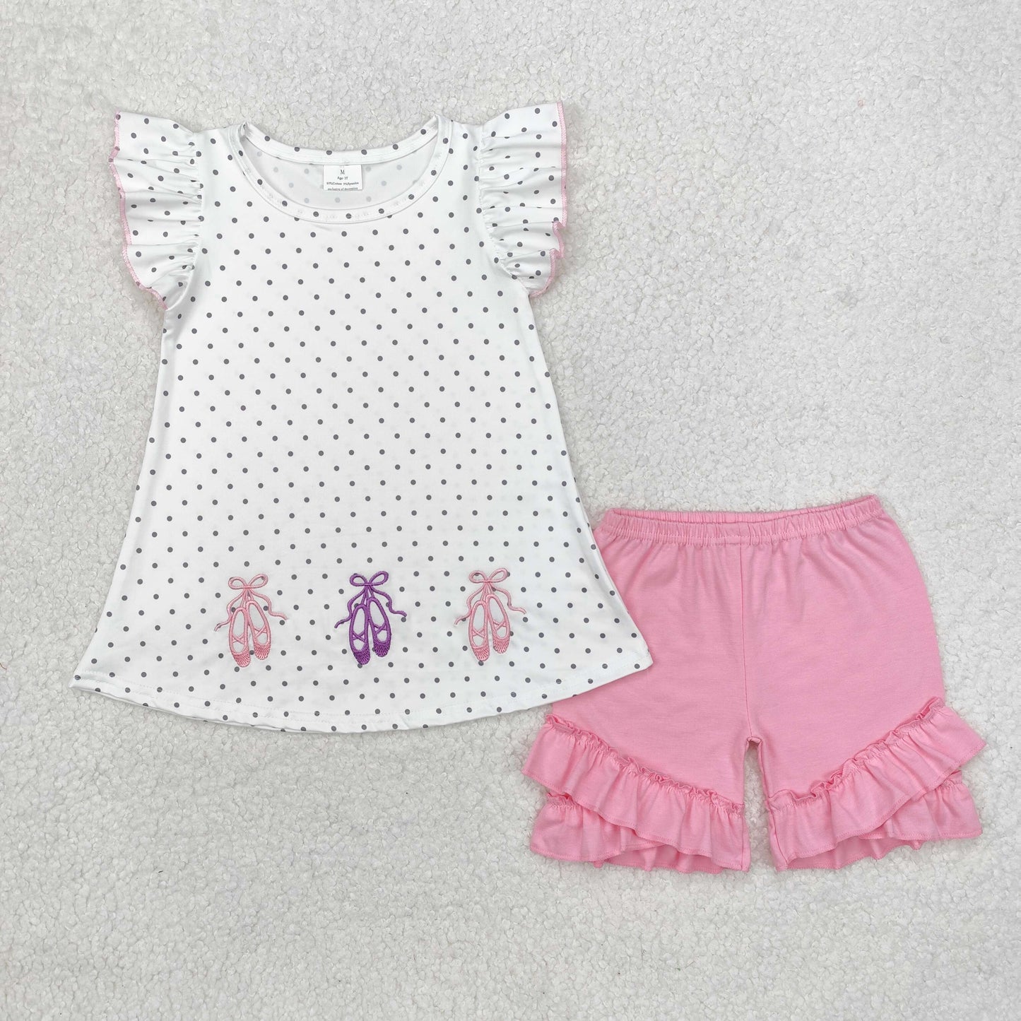 GSSO1504 embroidery shoes  pink golf short sleeve shorts short sleeve girl outfit 202412 RTS