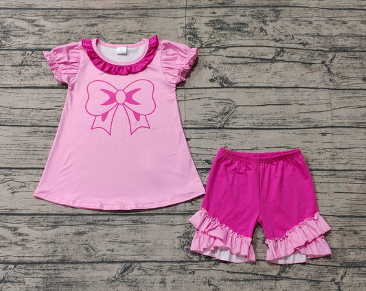 preorder bow GSSO1531 pink golf short sleeve shorts short sleeve girl outfit 202412