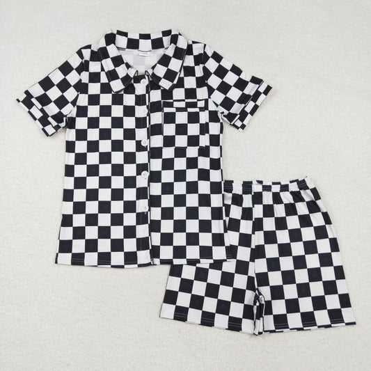 GSSO1536 adult women checkerboard long sleeve pajamas adult  202412 RTS