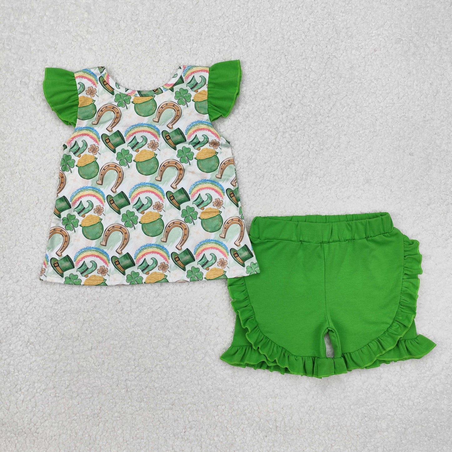 GSSO1713   lucky ST. Patrick  shorts girl summer outfit 202412 rts