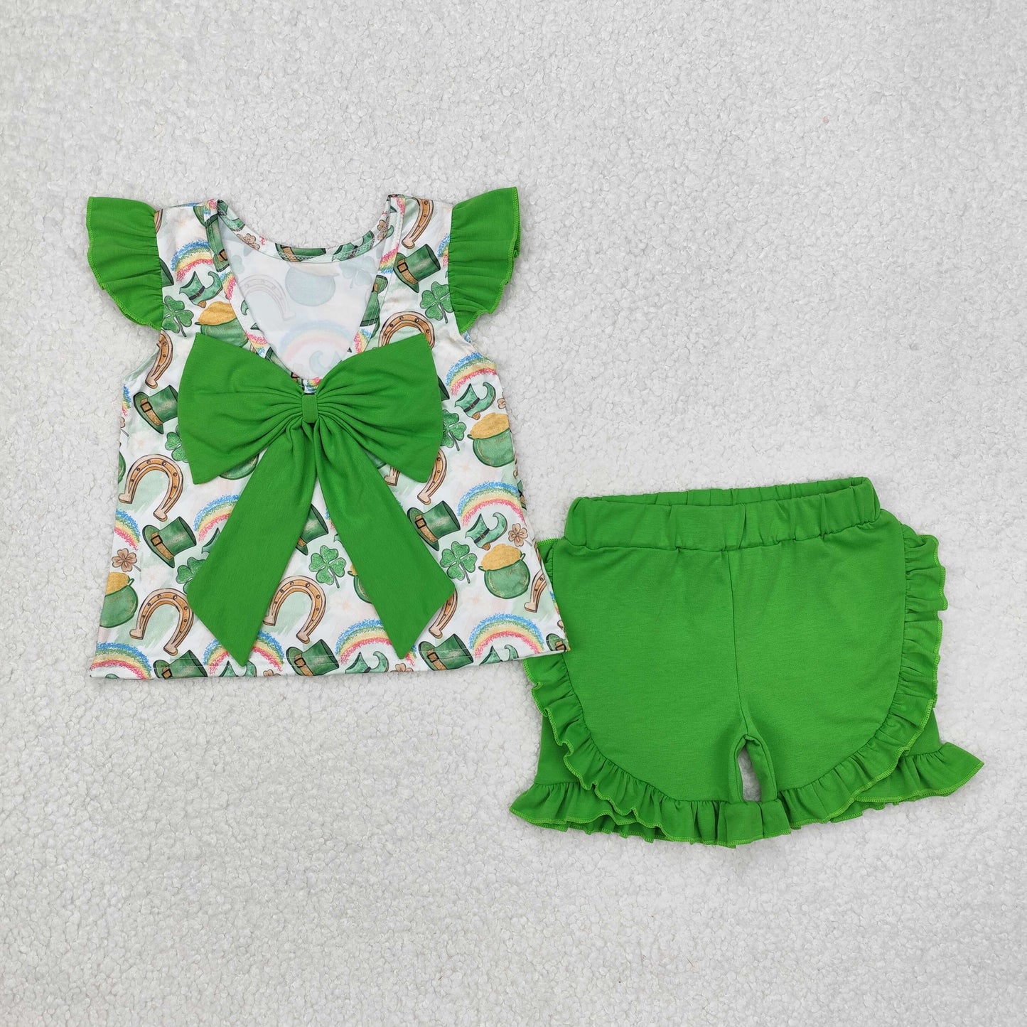 GSSO1713   lucky ST. Patrick  shorts girl summer outfit 202412 rts