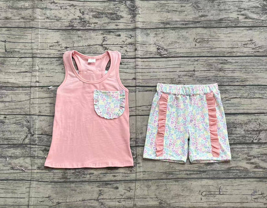 GSSO1783 pink bow flower girl summer outfit 202502 preorders