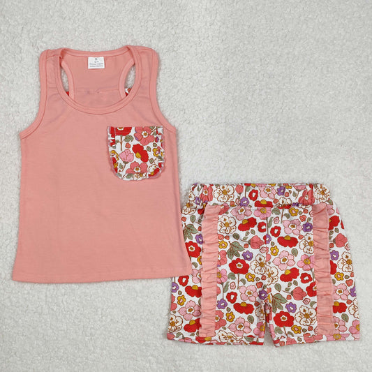 GSSO1793  pink flower girl summer outfit 202502 RTS