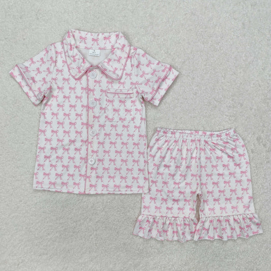 GSSO1820  bow girl summer pajamas outfit 202501 RTS