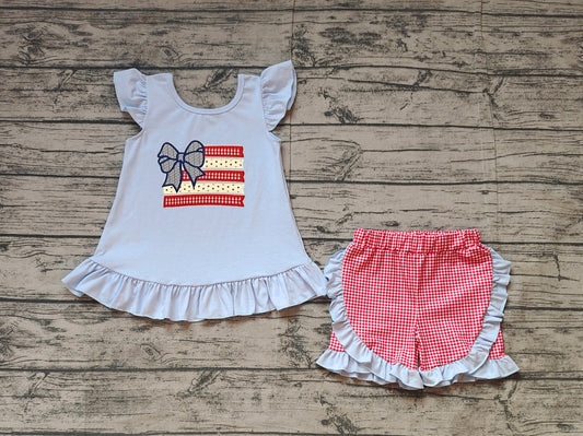 GSSO1822 bow 4th July girl summer  outfit 202501 preorder