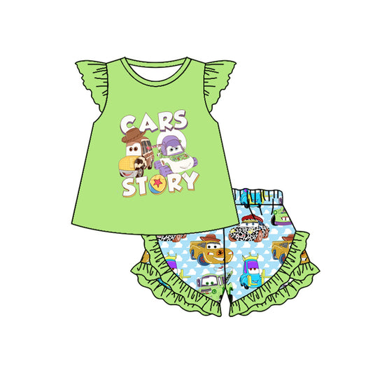 GSSO1863 preorder cartoon car story shorts girl summer outfit 202412