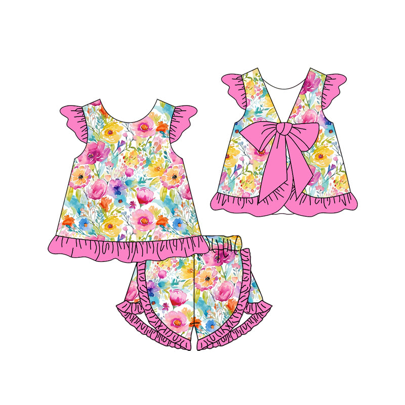 GSSO1864 preorder flowers shorts girl summer outfit 202412