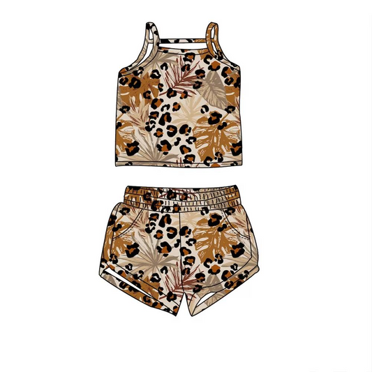 GSSO1869 leopard flowers girl summer  outfit 202412 preorder