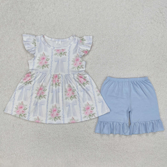 GSSO2052 bow flowers girl summer outfit 202503 RTS