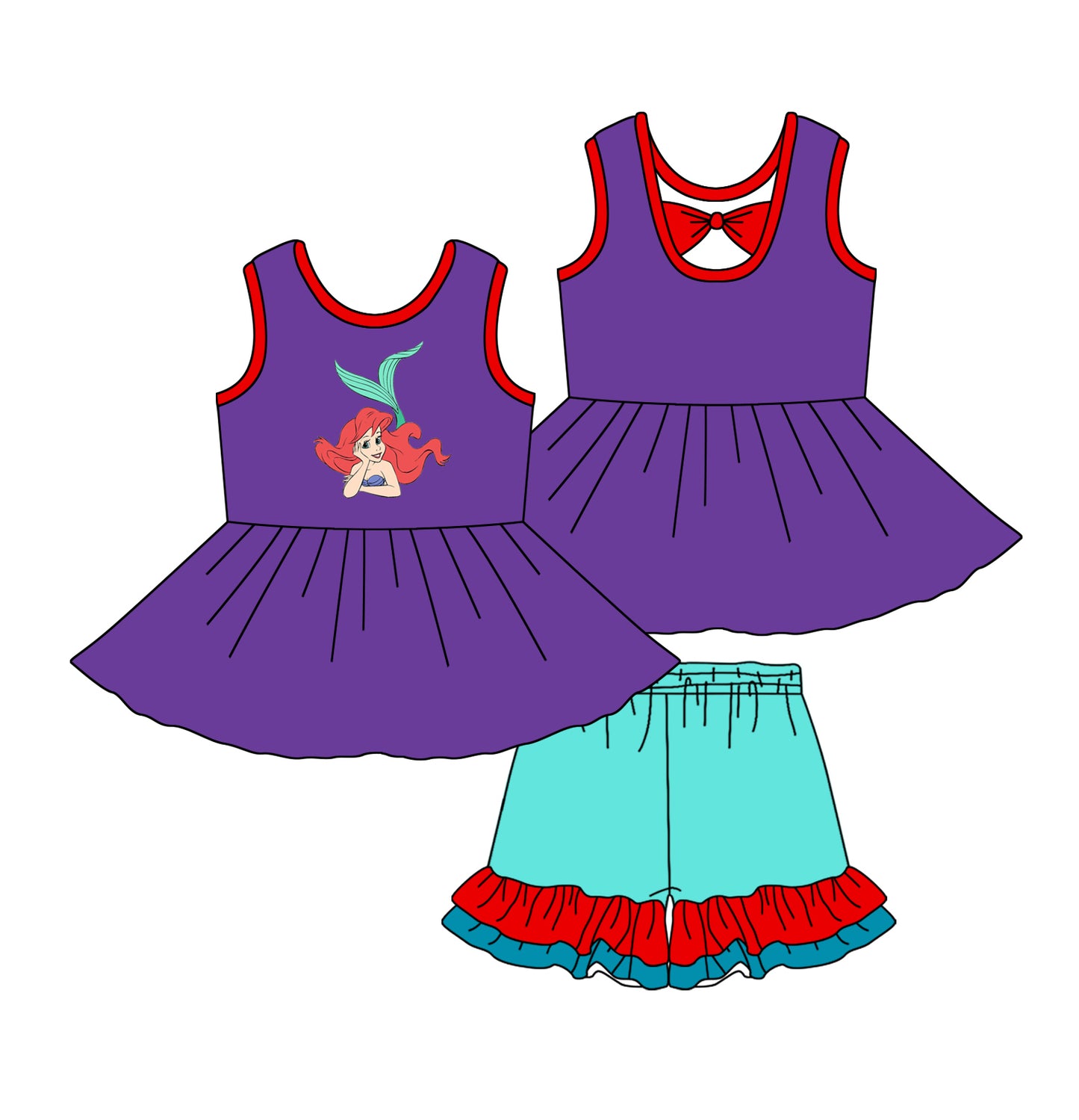 GSSO2058 Disney marmaid princess girl summer outfit 202501 preorder