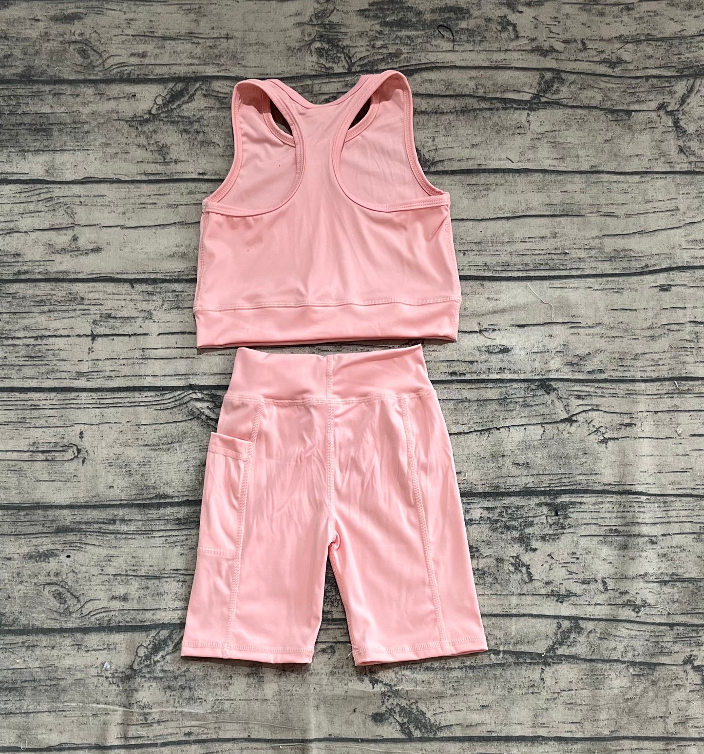 GSSO2129 Light pink solid color yoga summer girl shorts outfit 202504 preorder