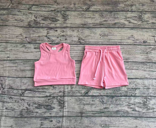 GSSO2130 pink solid color yoga summer girl shorts outfit 202502 preorder