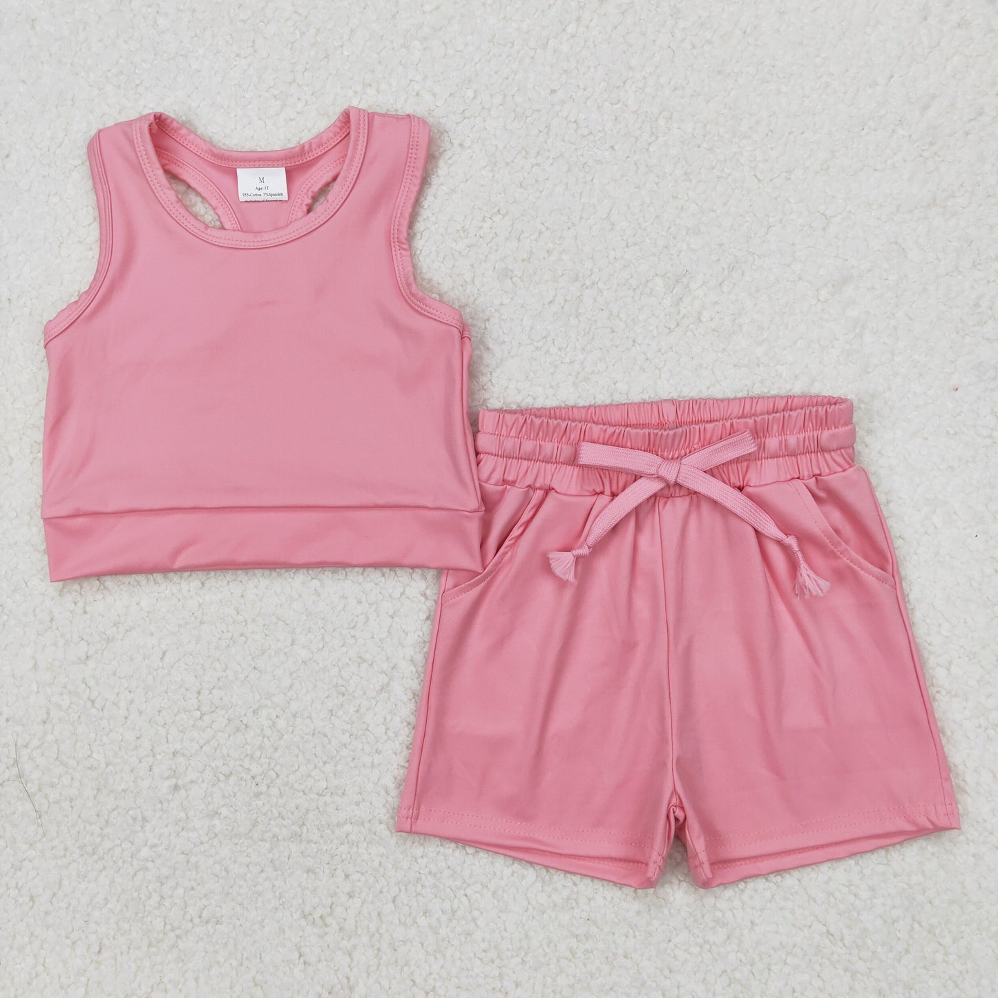 GSSO2130 pink solid color yoga summer girl shorts outfit 202503 RTS