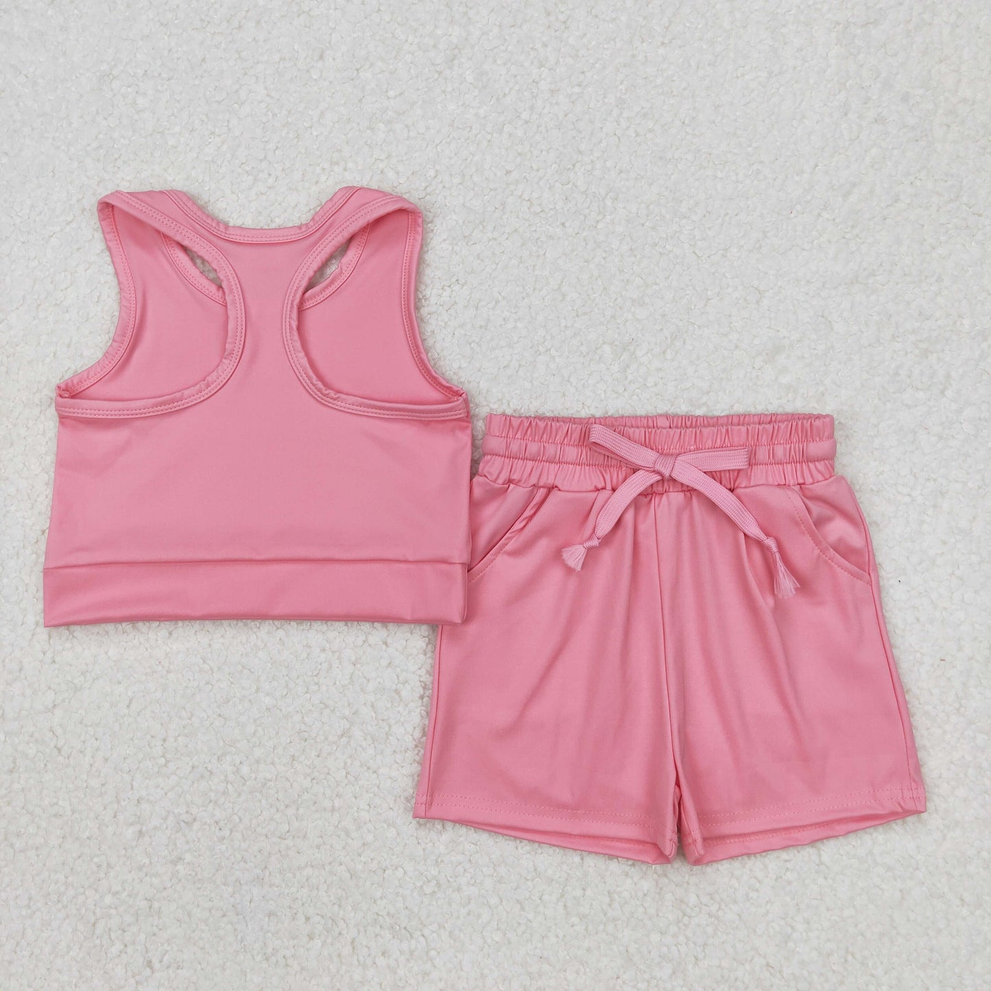 GSSO2130 pink solid color yoga summer girl shorts outfit 202503 RTS