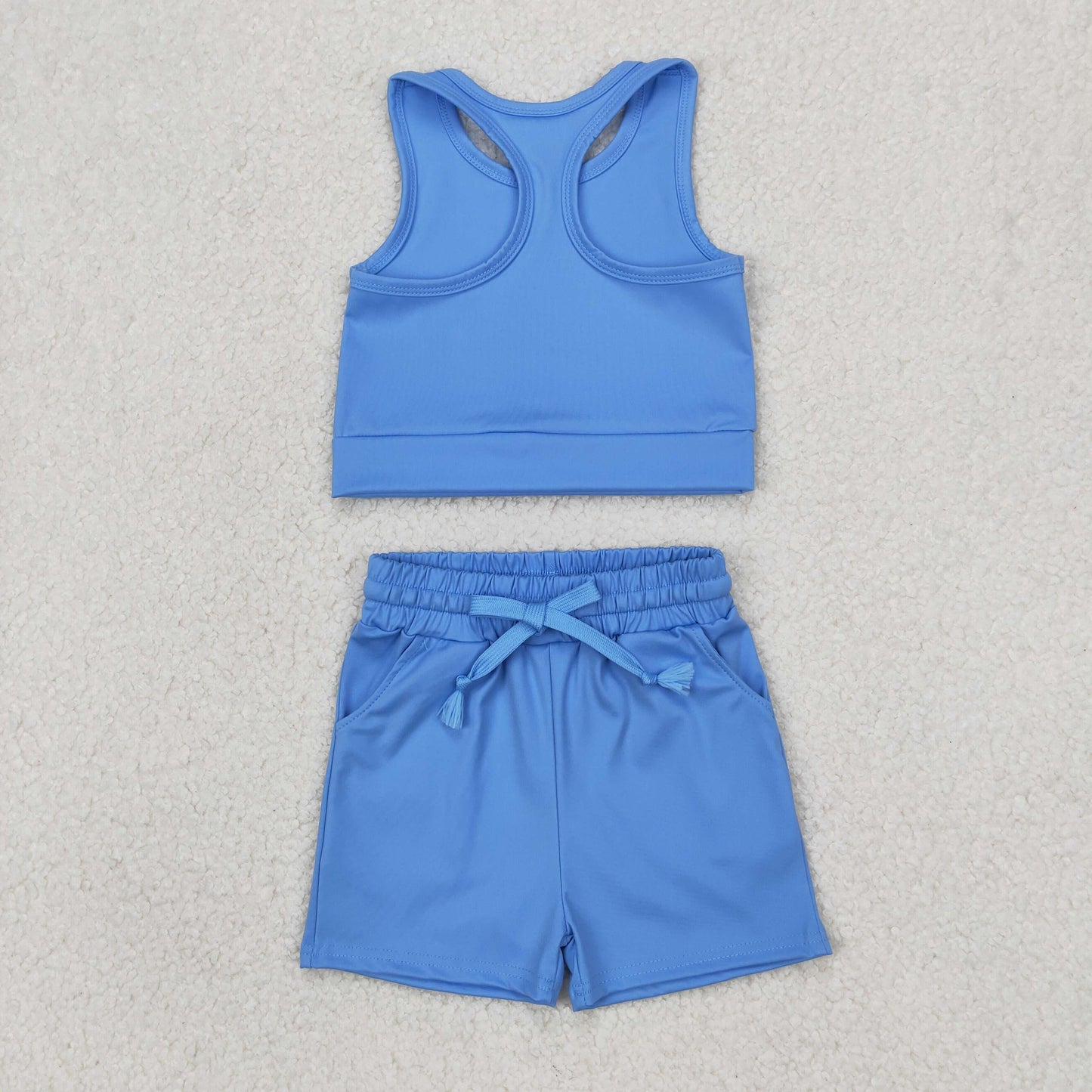GSSO2132 blue solid color yoga summer girl shorts outfit 202504 RTS